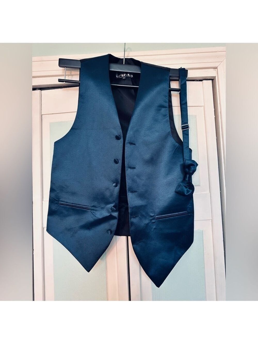 Peacock Dark Blue Marine Satin Closed Back Vest Wedding Prom Men’s XS X-Small